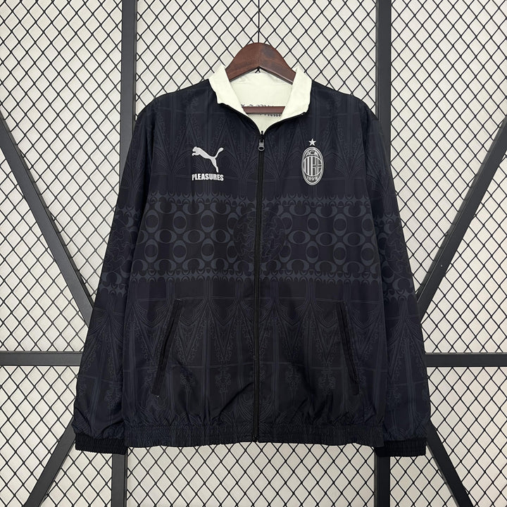 AC Milan Reversible Windbreaker Jacket - Black/Off-White