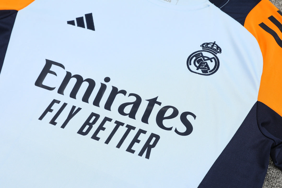 Real Madrid 2024/25 Training Kit - Light Blue/Orange