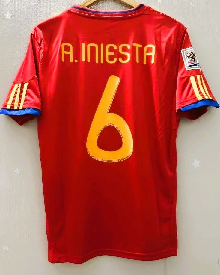 Spain 10/11 Home Retro Shirt - INIESTA #6 (+Patches)