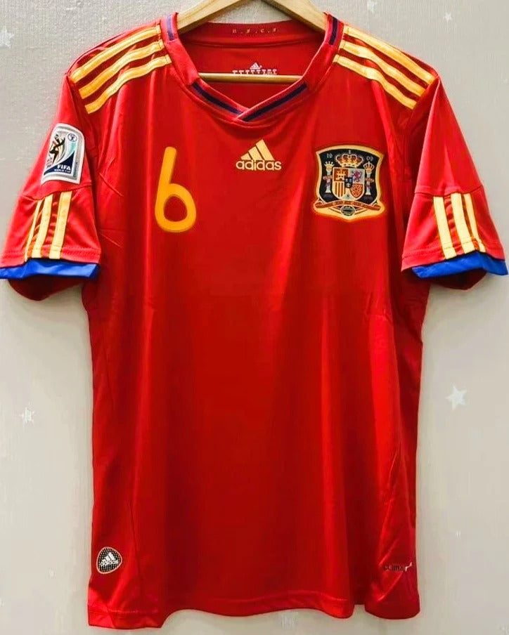 Spain 10/11 Home Retro Shirt - INIESTA #6 (+Patches)
