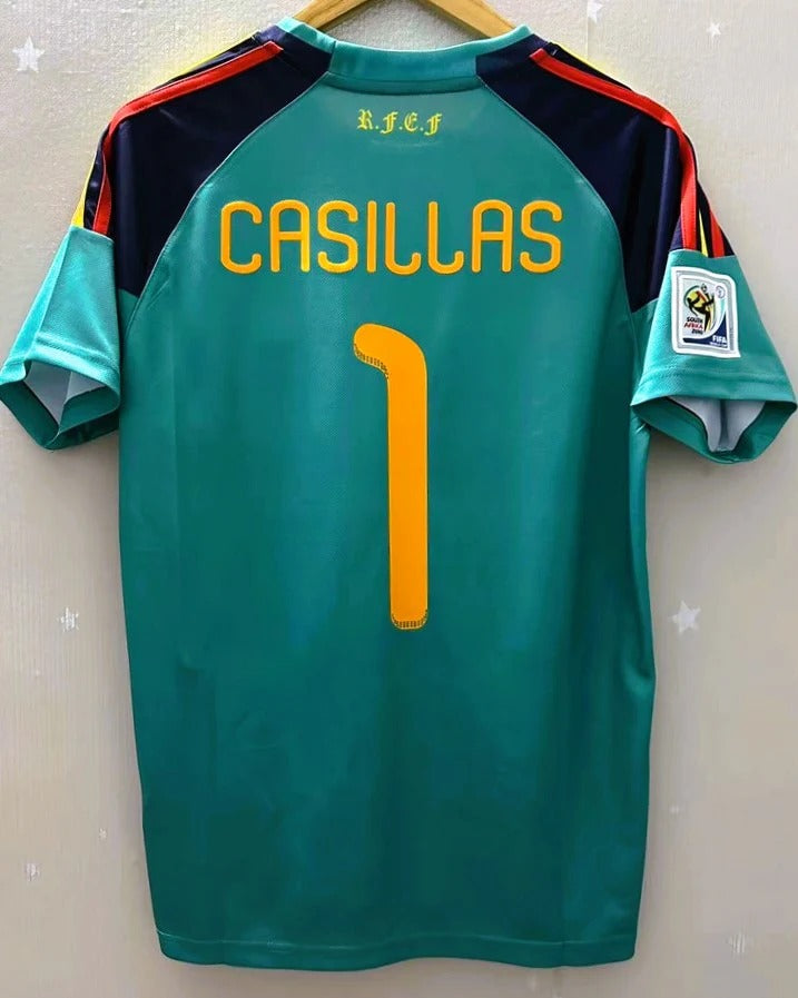 Spain 10/11 goalkeeper Home Retro Shirt - CASILLAS #1 (+Patches)