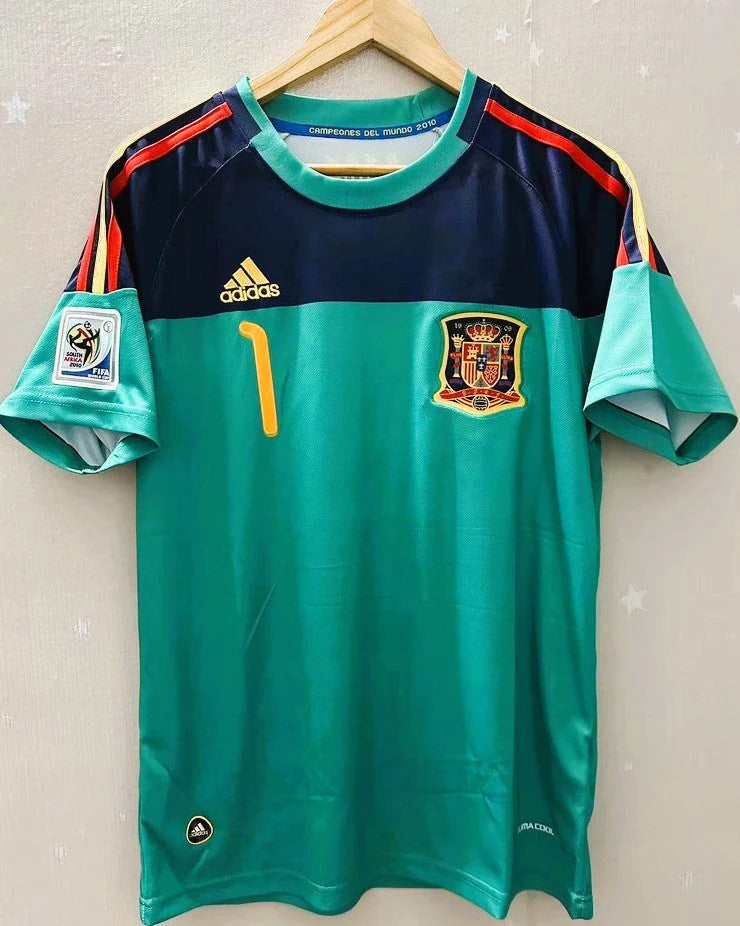 Spain 10/11 goalkeeper Home Retro Shirt - CASILLAS #1 (+Patches)
